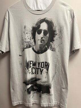 GUVC John Lennon New York City Iconic Short Sleeve Tee White/Gray Unisex L